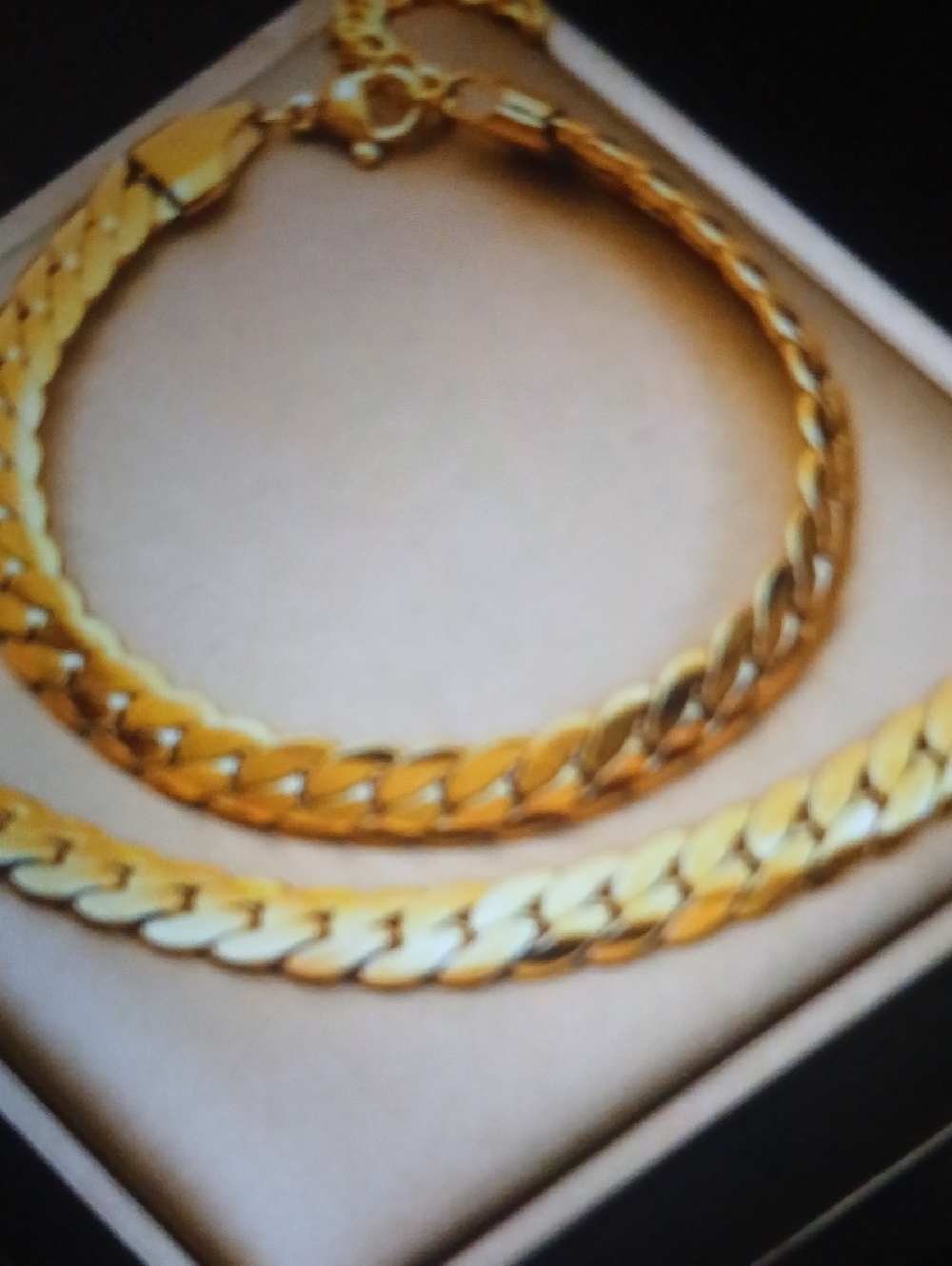 Gold Tone Cuban Link Men's Necklace and Bracelet Set